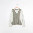 【MOSS CLUB】MOSS兔綉花拼色長袖針織外套(藍 綠 駝/魅力商品)