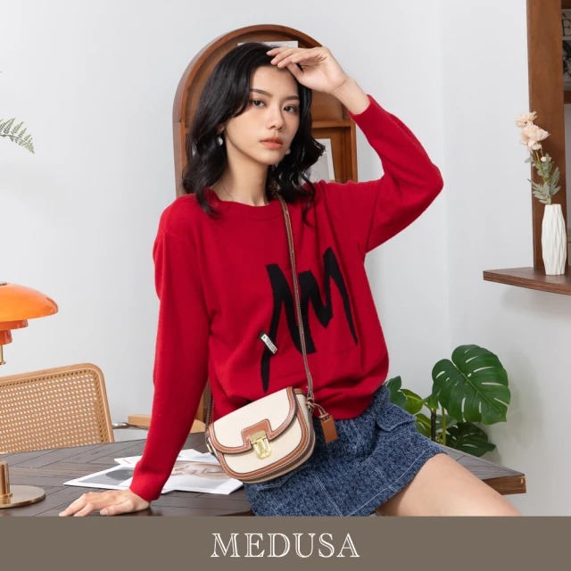 MEDUSA 曼度莎 現貨-紅色塗鴉長版毛衣（F）｜女上衣 長版上衣 女毛衣 冬新品(207-22101)