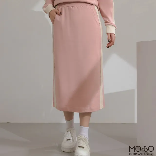 【MO-BO】MIT抗菌撞色拼接休閒長裙