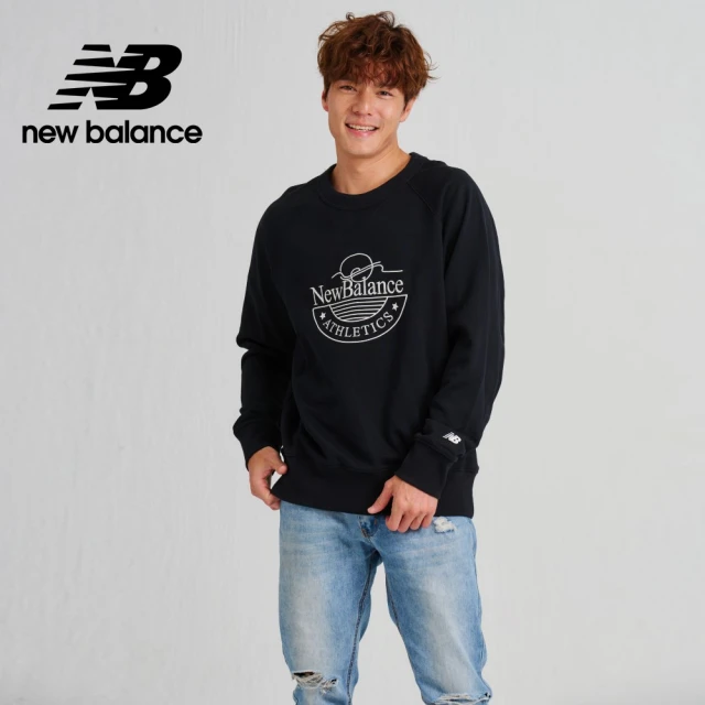 NEW BALANCE NB 圓領刺繡NB長袖上衣_男性_黑色_AMT33506BK(亞版 版型正常)