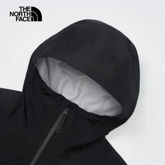 【The North Face 官方旗艦】北面男款黑色防水透氣連帽衝鋒衣｜89B2JK3