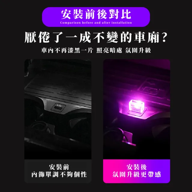 【質感RGB】USB七彩漸變氛圍燈2入(USB燈 車內裝飾 迷你小夜燈 LED燈 派對 漸變燈 變色燈 七彩燈 調光燈)