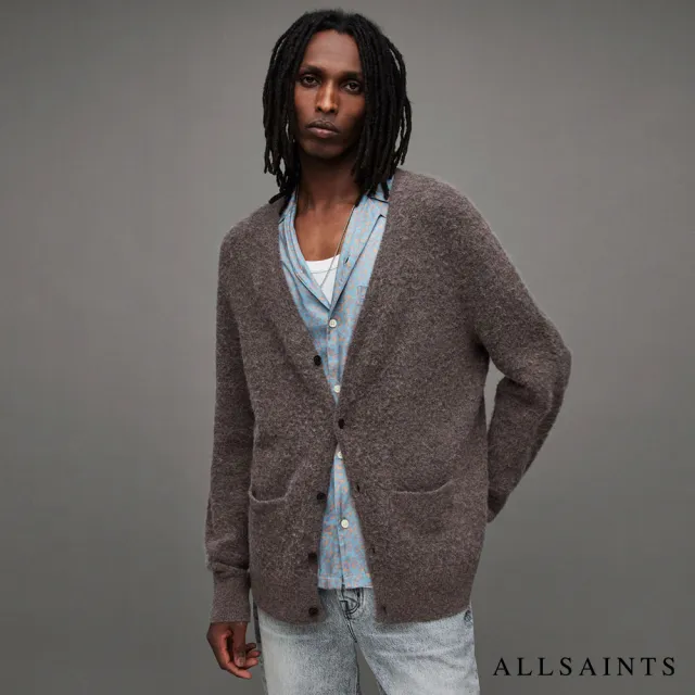 【ALLSAINTS】個性條紋刷破羊毛針織上衣外套毛衣(舒適版型)