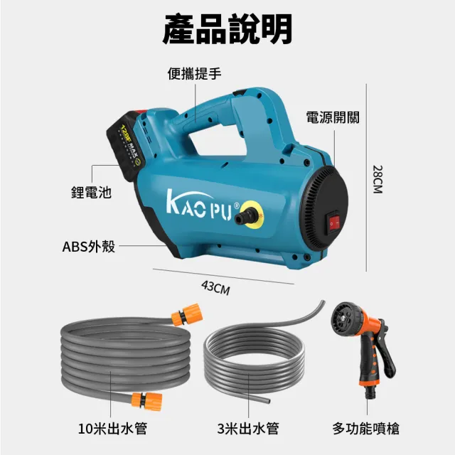 【Komori 森森機具】需宅配 鋰電高壓抽水機1電1充+配件 交換禮物(鋰電高壓抽水機 電動水泵)