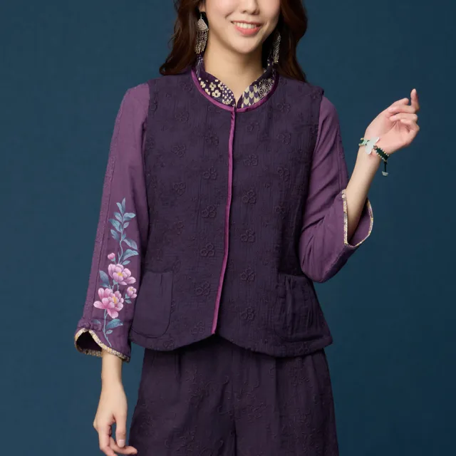 【古典美】38078刺繡公主領背心(茶禪服/中國風/國服/漢服/手染服/棉麻/亞麻/天然纖維)