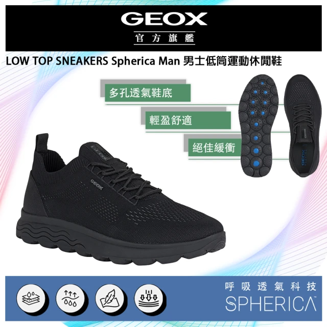 【GEOX】Spherica Man 男士低筒運動休閒鞋 黑(SPHERICA™ GM3F101-11)