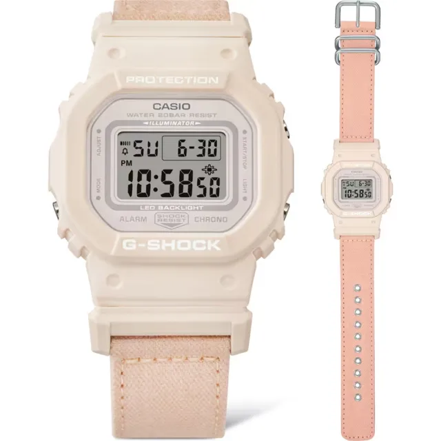 【CASIO 卡西歐】G-SHOCK 自然系列 櫻花粉 布質錶帶方型女錶 送禮 禮物 推薦(GMD-S5600CT-4)