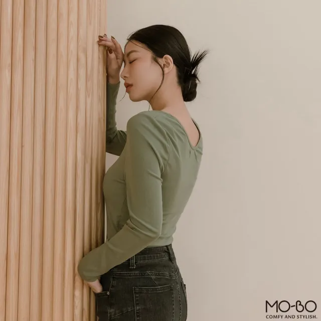 【MO-BO】HOT!柔暖方領磨毛坑條BraTop