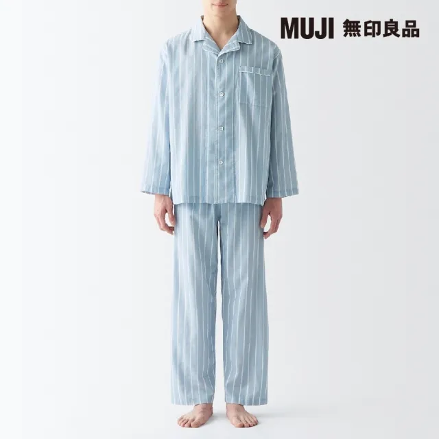 【MUJI 無印良品】男有機棉無側縫二重紗織家居睡衣(共4色)