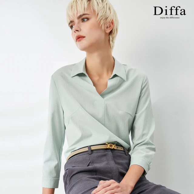 【Diffa】精緻美型襯衫領設計上衣-女