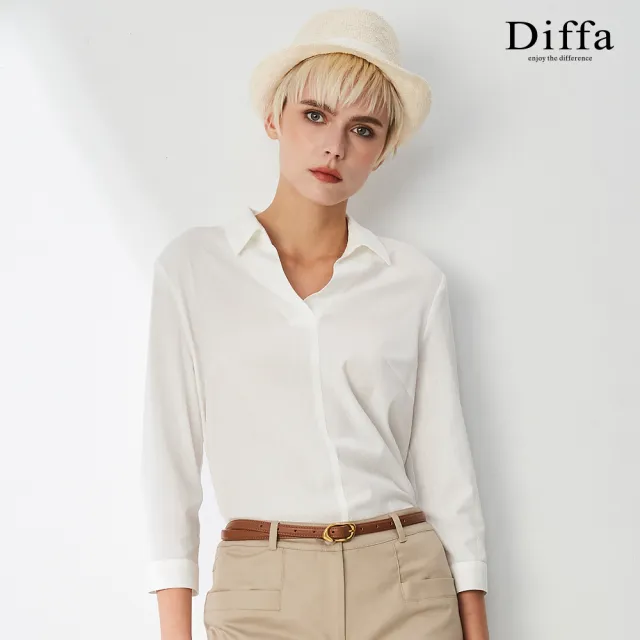 【Diffa】精緻美型襯衫領設計上衣-女