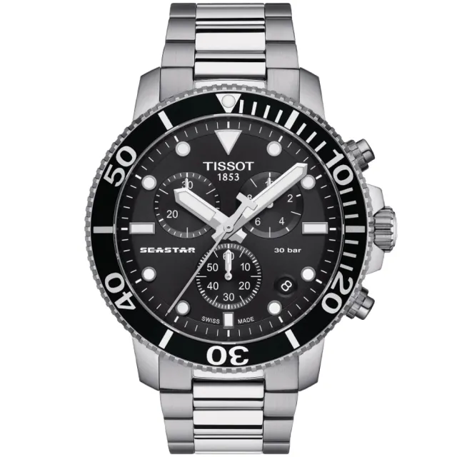 【TISSOT 天梭 官方授權】SEASTAR 1000 海洋之星 300米潛水計時腕錶 禮物推薦 畢業禮物(T1204171105100)