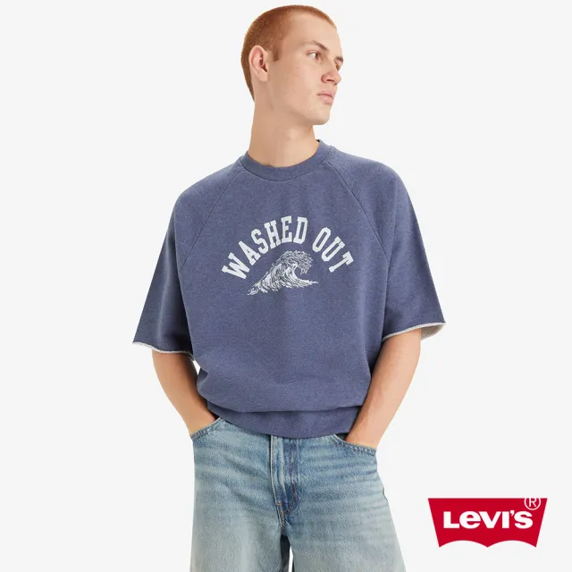 【LEVIS 官方旗艦】男款 厚磅短袖大學T / 衝浪型格 / 400GSM棉 熱賣單品 A7379-0000