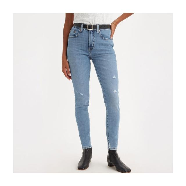 【LEVIS】女款 721高腰緊身窄管牛仔長褲 / 淺藍水洗破壞加工 / 彈性布料 熱賣單品 18882-0687