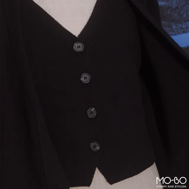 【MO-BO】假兩件開襟針織上衣
