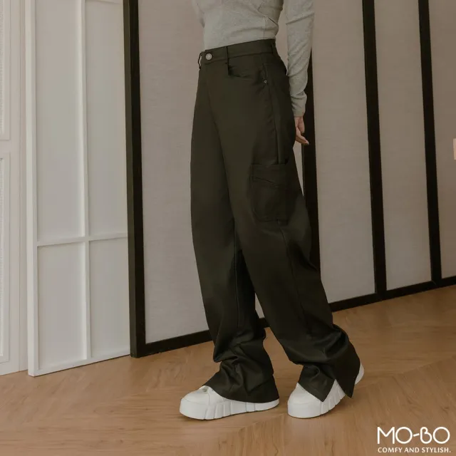 【MO-BO】帥氣工裝風格皮長褲