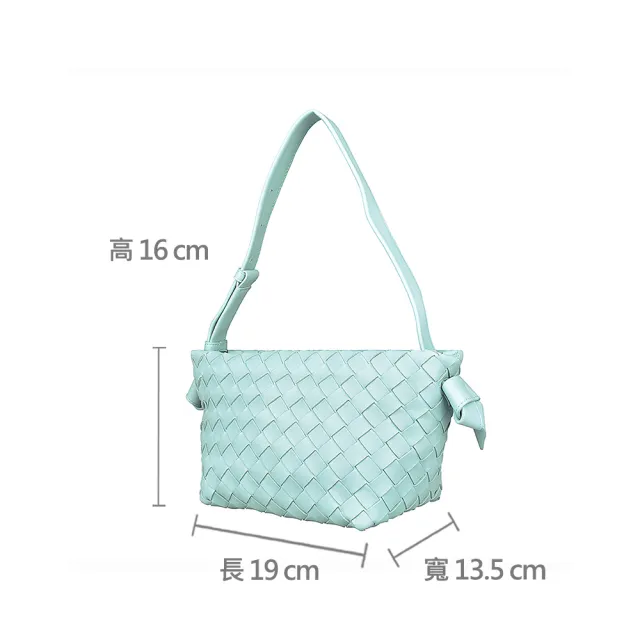 【BOTTEGA VENETA 寶緹嘉】BV BOTTEGA VENETA內裡壓印LOGO編織造型羊皮磁吸式肩背包(淺藍)