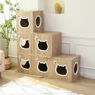 【Akira】1入-MIT可以堆疊躲貓貓方形櫃(低甲醛 櫃子 置物櫃 躲貓貓 貓跳台 收納櫃 貓窩 貓跳櫃 居家櫃)