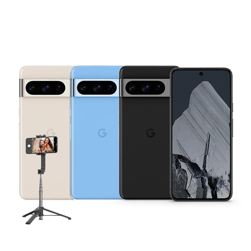 【Google】Pixel 8 Pro 5G 6.7吋(12G/128G/Tensor G3/5000萬鏡頭畫素/AI手機)(藍芽自拍棒組)