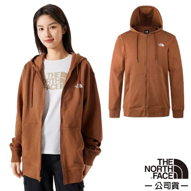 The North Face 男女 U TNF FULL ZIP KNIT TOP 機能性保暖透氣長袖連帽外套.休閒夾克(83OR-QHO 棕色)