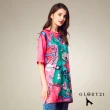 【GLORY21】速達-網路獨賣款-寬鬆長版時尚印花上衣(桃紅色)