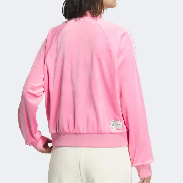 【adidas 愛迪達】VELOUR SST JKT 女款 粉色 新年 拉鍊 口袋 刺繡 外套 IX4223