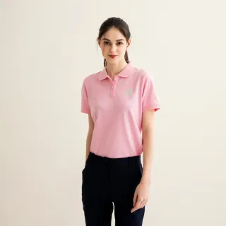 【Arnold Palmer 雨傘】女裝-休閒彈性網眼刺繡POLO衫(粉紅色)
