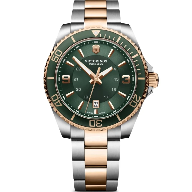 【VICTORINOX 瑞士維氏】Maverick Large 潛水大三針腕錶-綠43mm 618年中慶(VISA-242008)