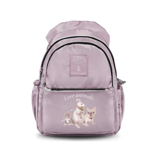 【冰山袋鼠】動物派對 - 學院風後背包 - 粉紫色(Z0019-3P)