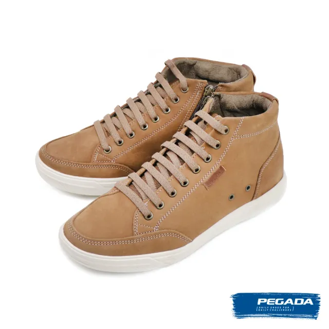 【PEGADA】巴西經典拉鍊綁帶高筒休閒鞋 棕色(110405-TANS)