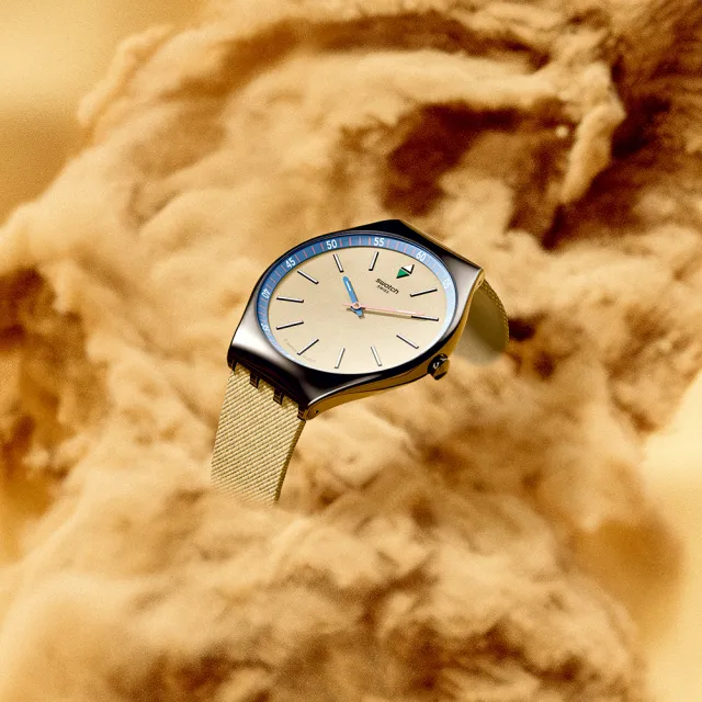 【SWATCH】Skin Irony 超薄金屬系列手錶 SUNBAKED SANDSTONE 礫岩 男錶 女錶 瑞士錶 錶(38mm)