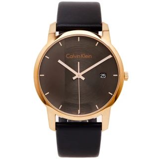 【Calvin Klein 凱文克萊】黑色時尚皮革錶帶手錶-灰黑面/43mm(K2G2G6C3)