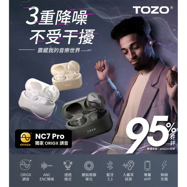 耳機清潔組【TOZO】NC7 Pro ANC主動式降噪真無線藍牙耳機