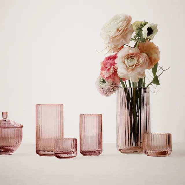 【北歐櫥窗】Lyngby Porcelain Lyngby 靈比 玻璃花瓶(H 25 cm、透粉)