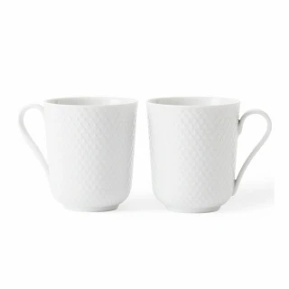 【北歐櫥窗】Lyngby Porcelain Rhombe 菱紋 白瓷馬克杯(330ml、二入)