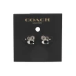 【COACH】送原廠提袋-CLOGO鑲鑽造型耳針式耳環(銀綠)