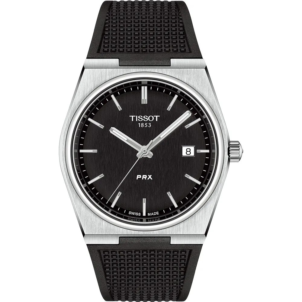 【TISSOT 天梭】官方授權 PRX系列 70年代復刻手錶-黑/40mm 母親節 送禮 禮物(T1374101705100)