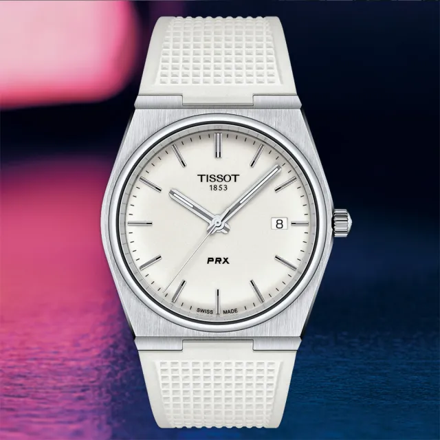 【TISSOT 天梭】PRX系列 夜光版70年代復刻手錶-白/40mm 錶 生日禮 送禮(T1374101701100)