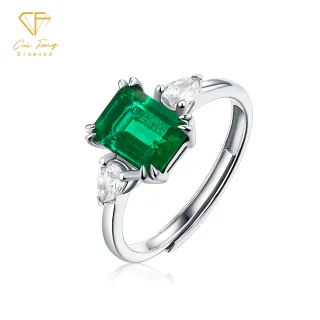 【CF Diamond】女戒 培育祖母綠 1.5克拉《綠枕》(雙11 哥倫比亞祖母綠 戒指 女戒 鑽戒 生日 禮物)