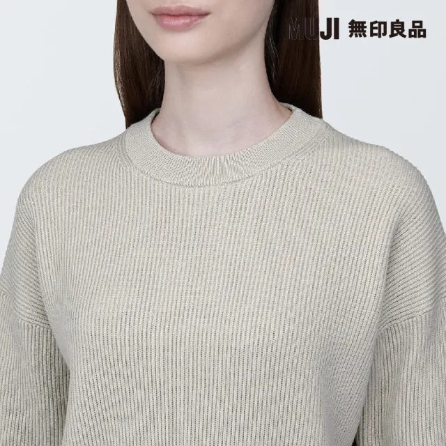 【MUJI 無印良品】女棉混可水洗螺紋圓領短版針織衫(共6色)