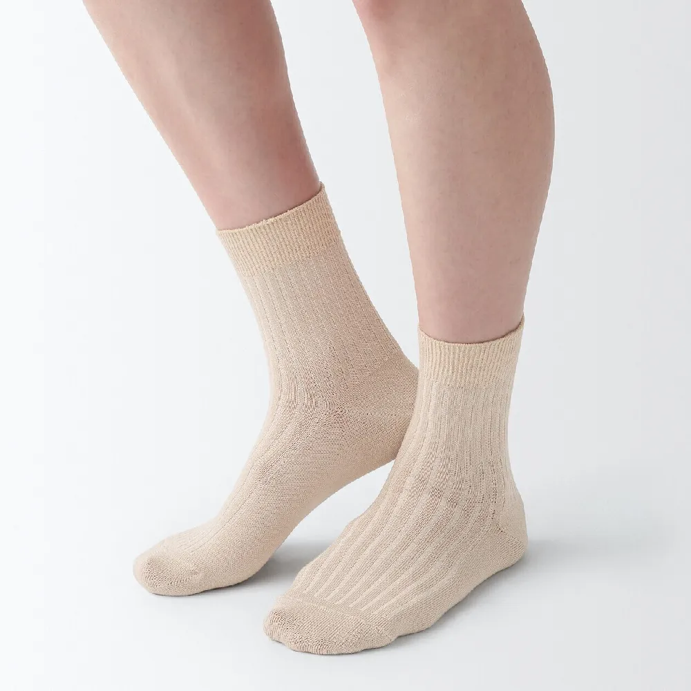 【MUJI 無印良品】女足口柔軟舒適嫘縈混螺紋直角短襪(共4色)