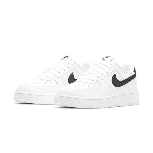 NIKE 耐吉】Nike Air Force 1 Low Gs White Black 白黑白底黑勾荔枝皮