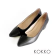 【KOKKO 集團】優雅氣質柔軟綿羊皮粗跟包鞋(黑色)