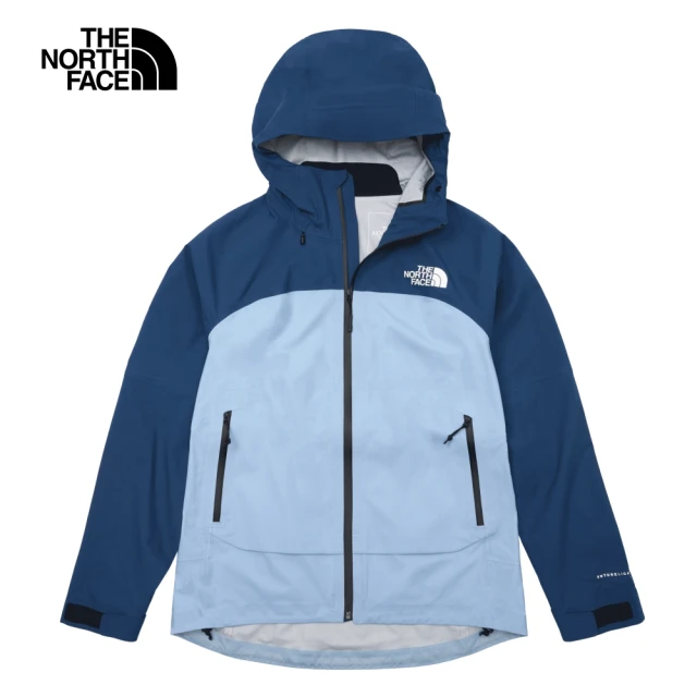 【The North Face 官方旗艦】北面女款藍色防水透氣連帽衝鋒衣｜89SWTI9