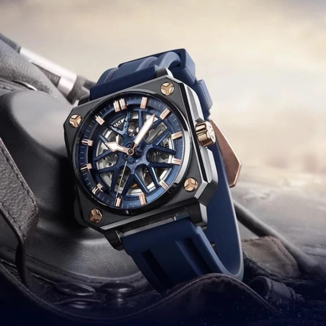 EMPORIO ARMANI 波浪刻紋機械手錶經典腕錶42m