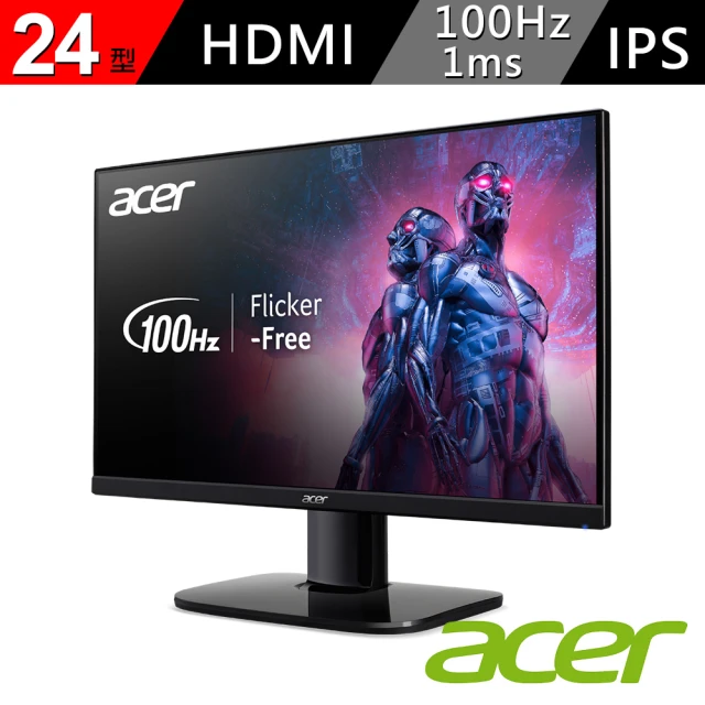 Acer 宏碁 KA242Y E 抗閃系列 24型 IPS 100Hz內建喇叭FreeSync DP 電競螢幕