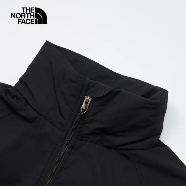【The North Face 官方旗艦】北面女款黑色防風舒適保暖立領風衣外套｜87W9JK3