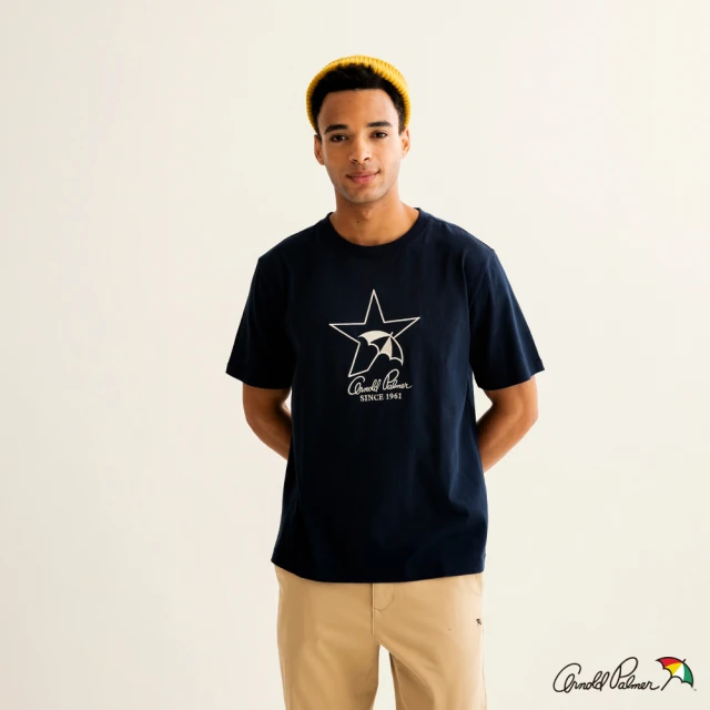 Arnold Palmer 雨傘 中性款-胸前五角星LOGO刺繡T恤(深藍色)