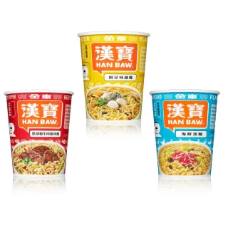 【金車/伯朗】漢寶速食杯麵-12杯/箱x2箱(蚵仔味細麵/黑胡椒牛肉風味麵/海鮮湯麵)