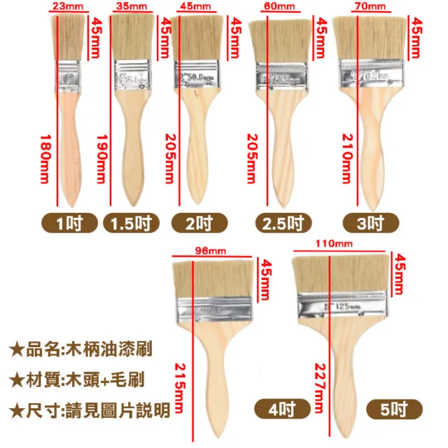 豬鬃 木柄油漆刷(長毛刷 軟毛刷 多種規格可選)